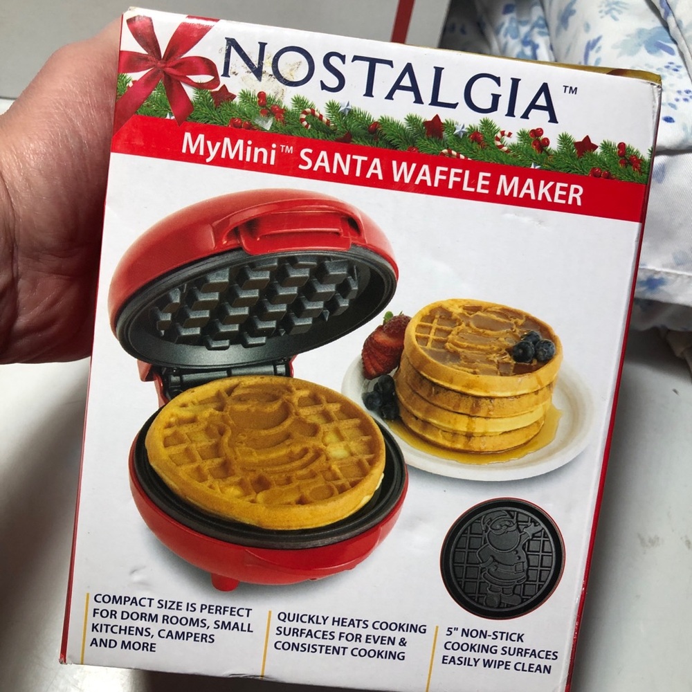 Nostalgia Santa Waffle Maker New